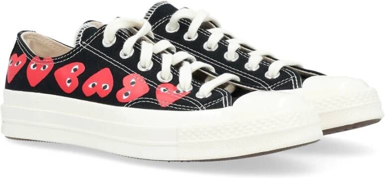 Comme des Garçons Play Rode Hart Canvas Sneakers Black Heren