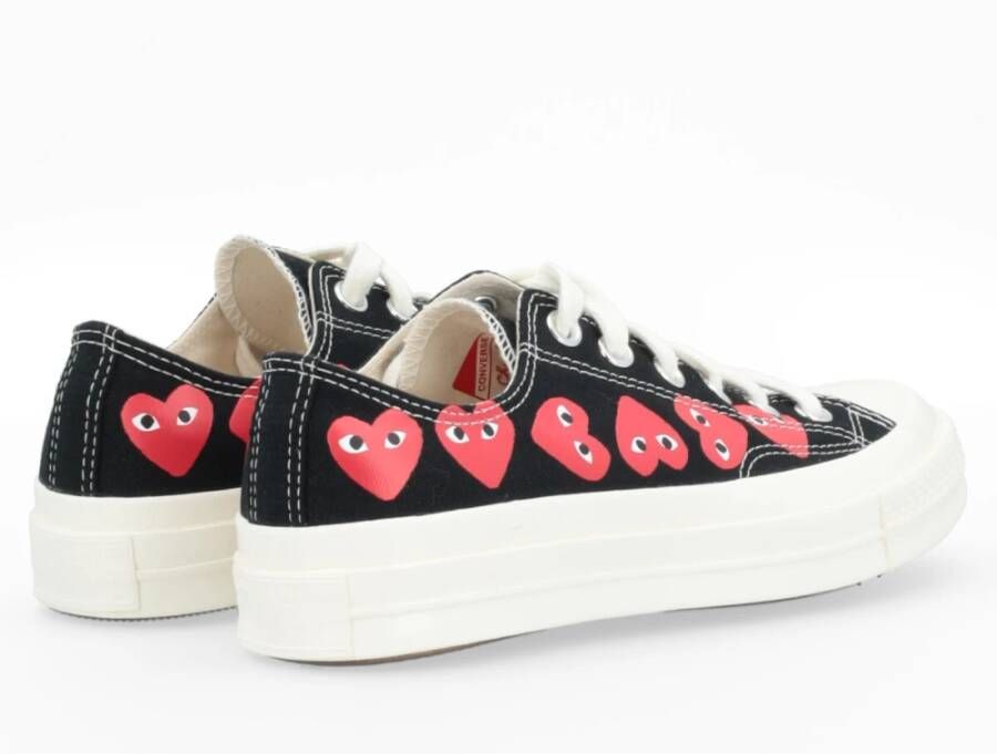 Comme des Garçons Play Rode Hart Canvas Sneakers Black Heren