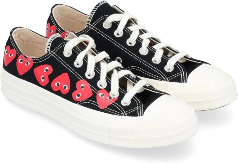 Comme des Garçons Play Rode Hart Canvas Sneakers Black Heren