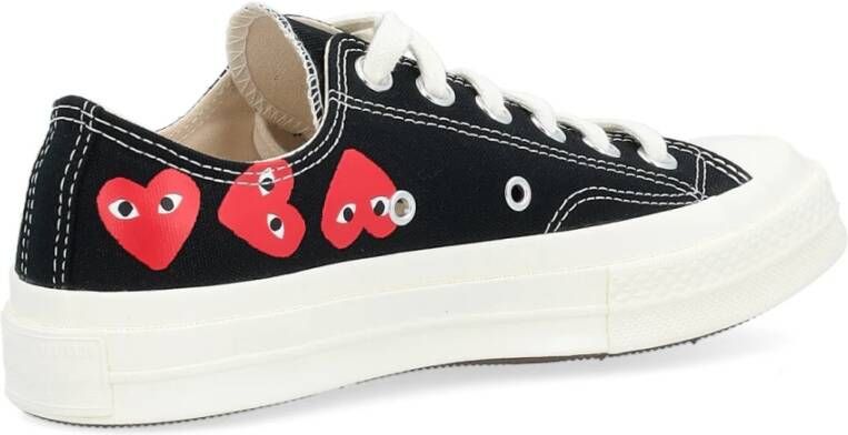 Comme des Garçons Play Rode Hart Canvas Sneakers Black Heren