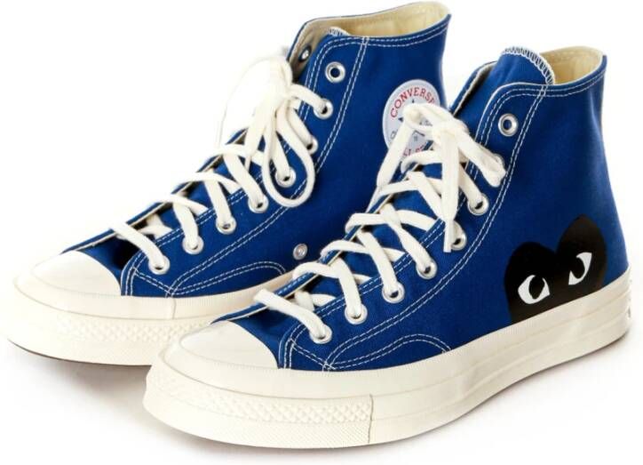 Comme des Garçons Play High-Top Canvas Sneakers Blue Heren