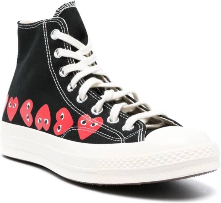 Comme des Garçons Play Zwarte Hart Sneakers Hoge Top Lace Black Dames