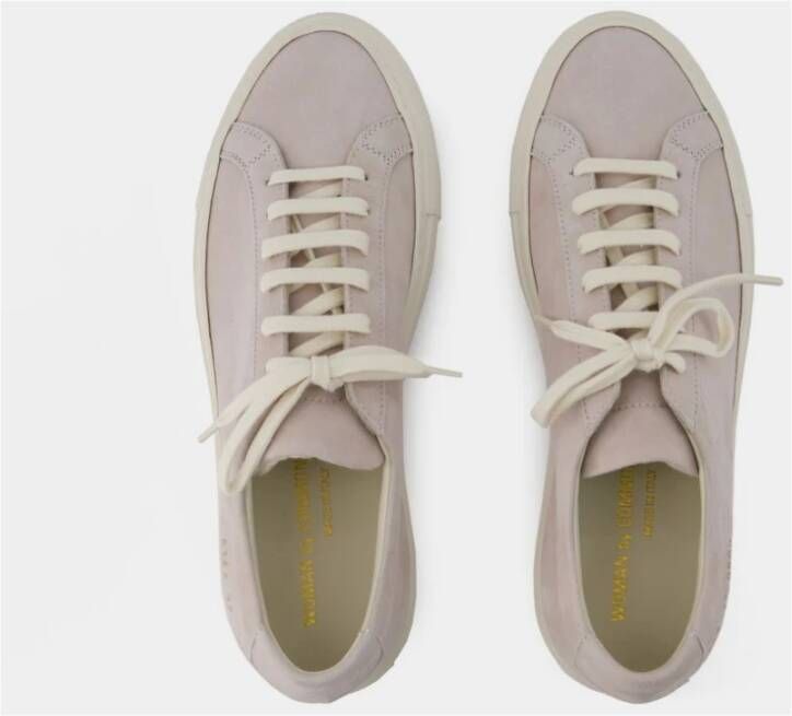 Common Projects Beige Leren Sneakers Ronde Neus Beige Dames