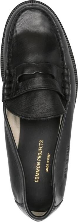 Common Projects Zwarte Leren Moc Teen Band Hakken