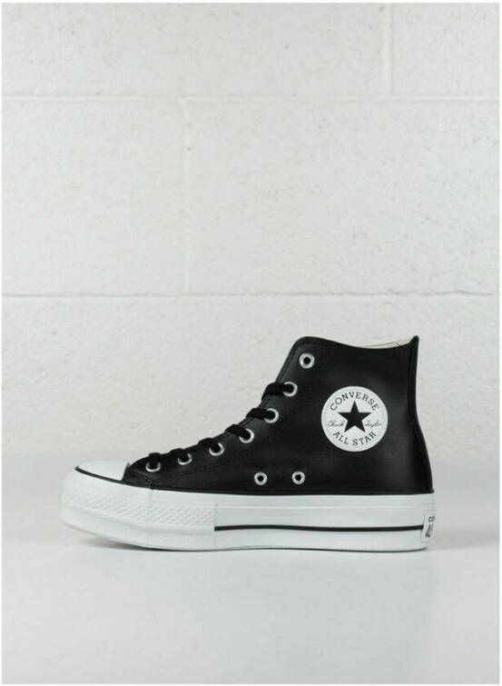 Converse Chuck Taylor All Star Platform Leather High-Top Sneakers Zwart Dames