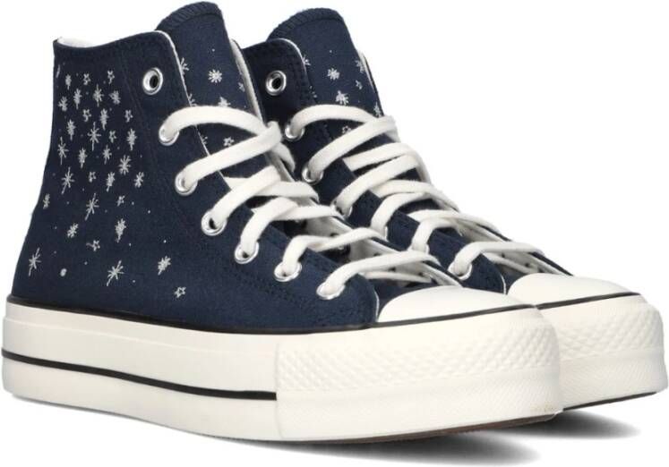 Converse Donkerblauwe Hoge Sneakers met Plateauzool Blue Dames