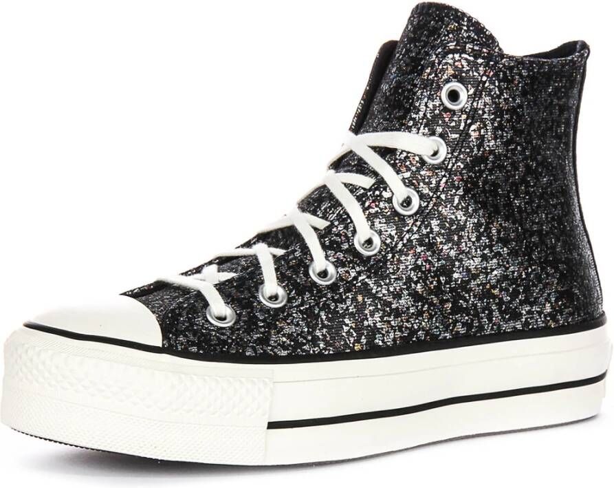 Converse Glitter Platform Sneakers in Zwart Zilver