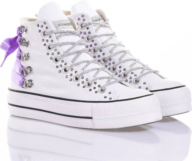 Converse Handgemaakte Witte Paarse Sneakers Multicolor Dames