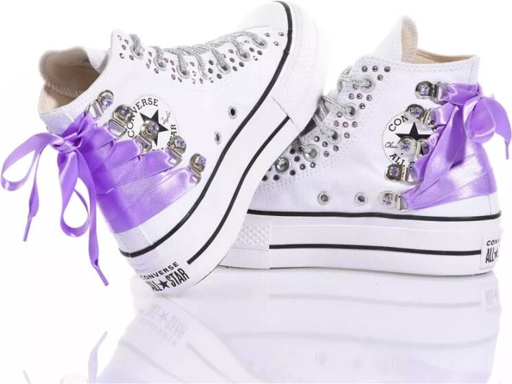 Converse Handgemaakte Witte Paarse Sneakers Multicolor Dames