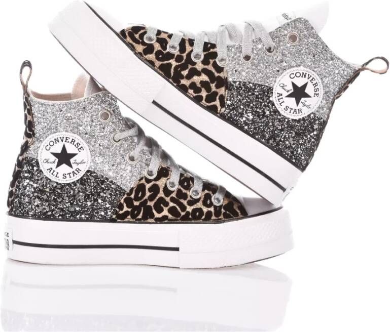 Converse Handgemaakte Zilver Wit Zwart Sneakers Multicolor Dames