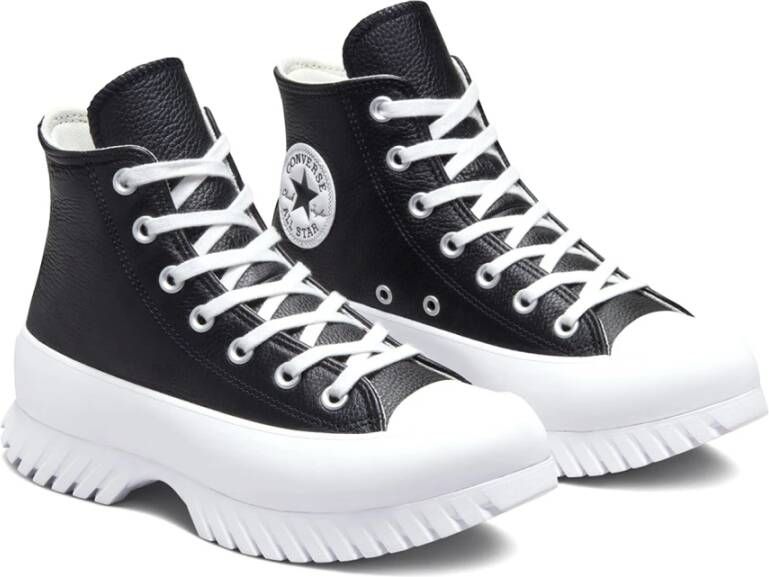 Converse Leren Platform Sneaker met V Patroon Black Dames