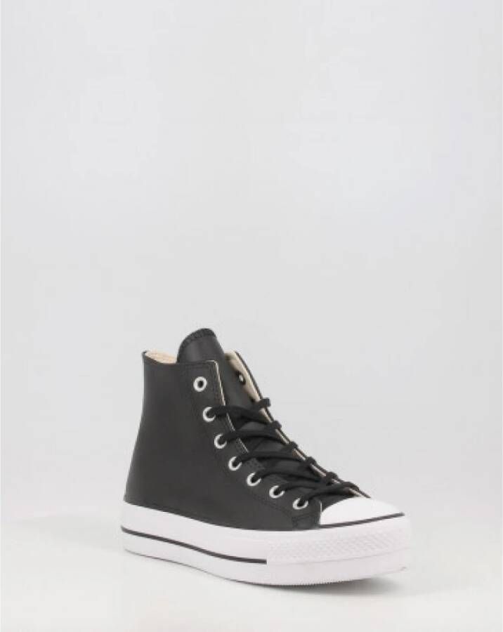 Converse Zwarte Platform Sneakers met Veters Zwart Dames