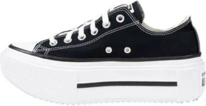 Converse Zwarte Stoffen Veterschoenen met Plateauzool