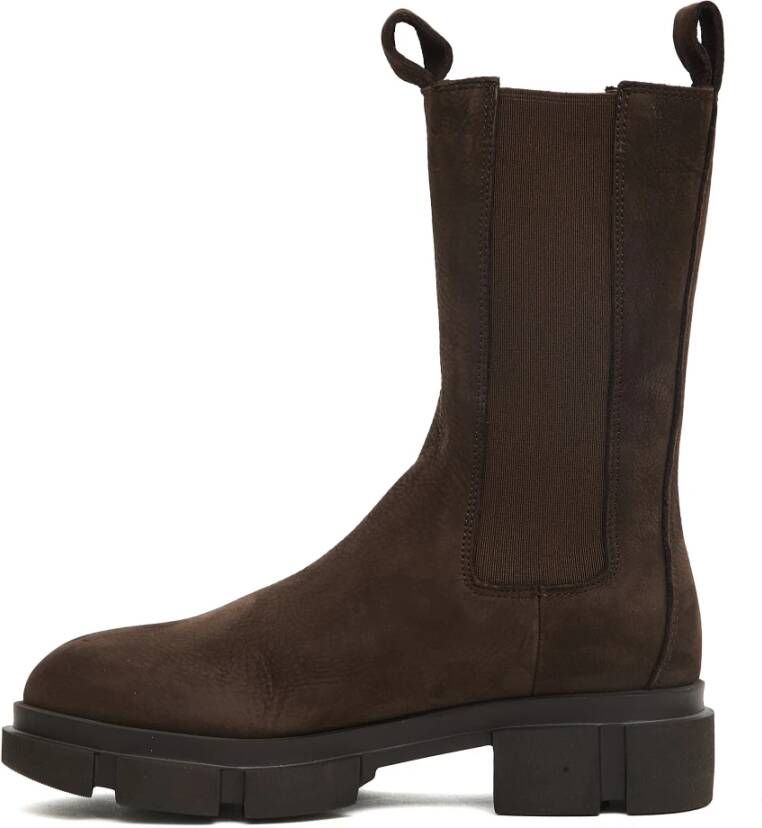 Copenhagen Shoes Chocolade Suède Chelsea Enkellaarzen