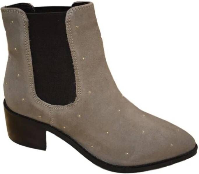Copenhagen Shoes Fascinerende Smart Boot met Elastiek Suede Verzorgingsset Inbegrepen Grijs Dames