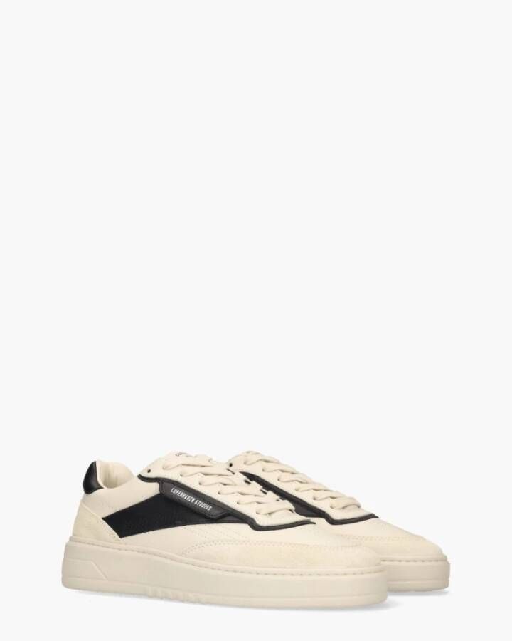 Copenhagen Shoes Leder Mix Crème Zwarte Sneaker