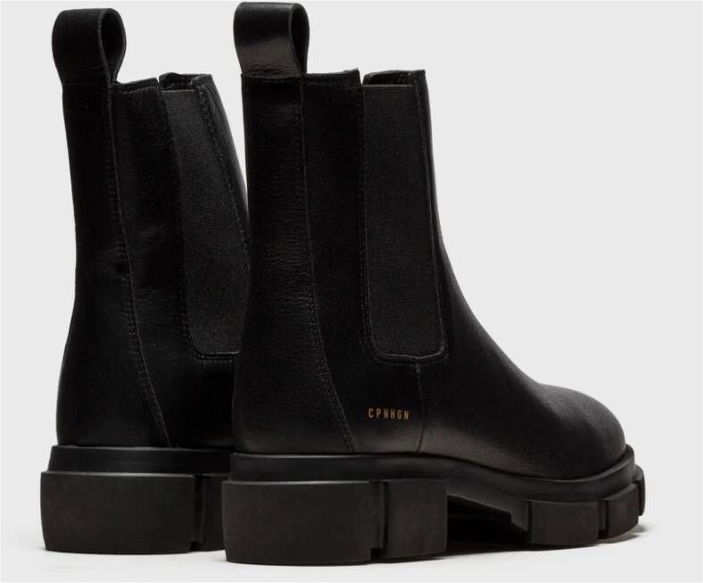 Copenhagen Shoes Rounded Toe Leather Chelsea Boots Black Dames