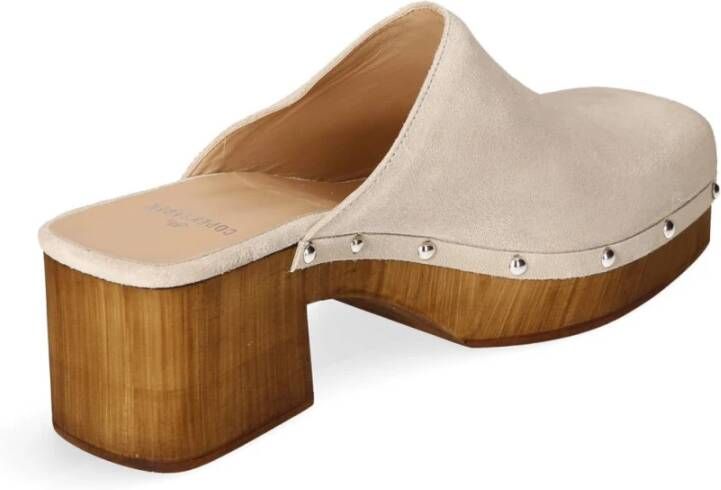 Copenhagen Shoes Suede Slip-On Klompen met Plateauhak White Dames
