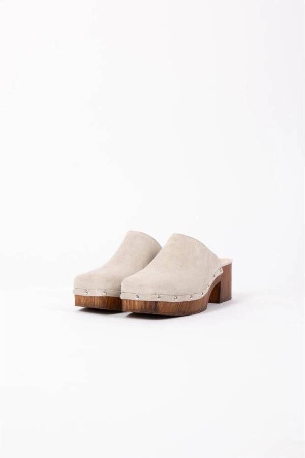 Copenhagen Shoes Veloursuede Offwhite Klompen Gray Dames