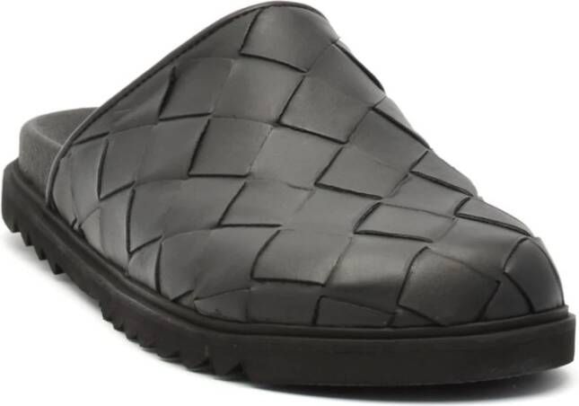 Copenhagen Shoes Zwarte Leren Geweven Sandaal Black Dames