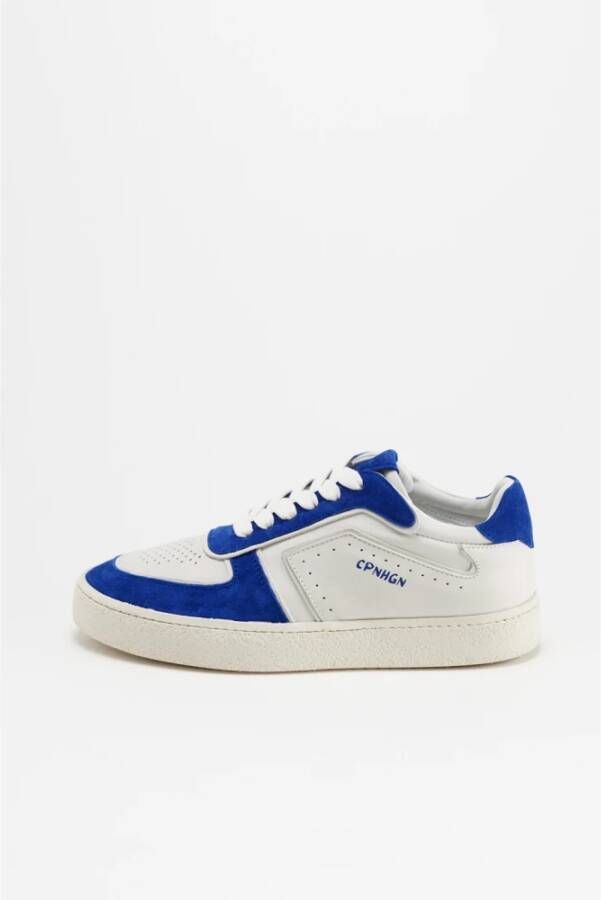 Copenhagen Studios Retro Lage Sneakers in Wit en Blauw Wit Dames