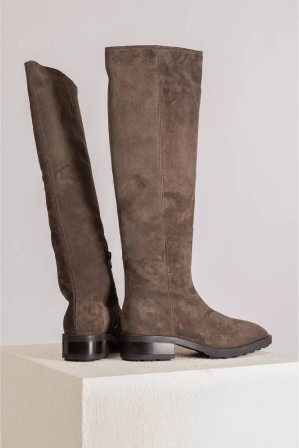 Copenhagen Studios Suede Kniehoge Laars Off Black Brown Dames