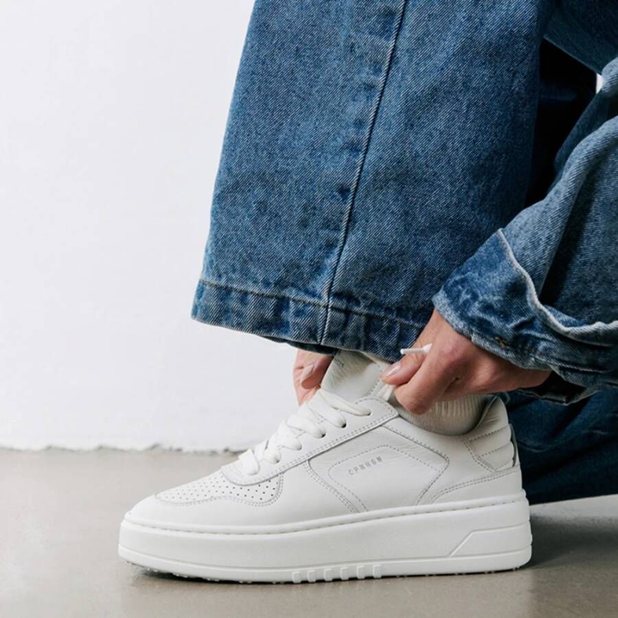 Copenhagen Studios Vintage Witte Leren Platform Sneakers White Dames