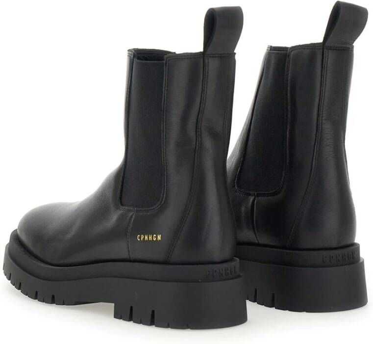 Copenhagen Studios Zwarte Leren Chelsea Laarzen Chunky Simplicity Black Dames