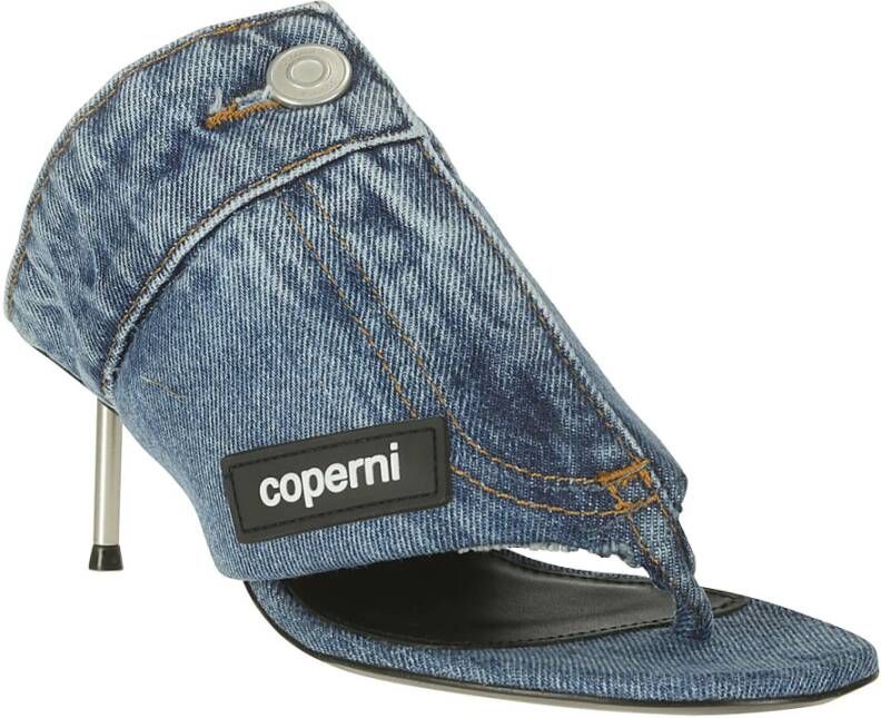Coperni Denim Open Thong Sandal Blue Dames
