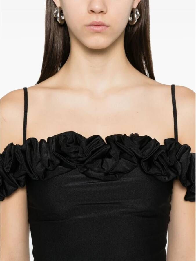 Coperni Zwarte Boot Neck Ruffle Top