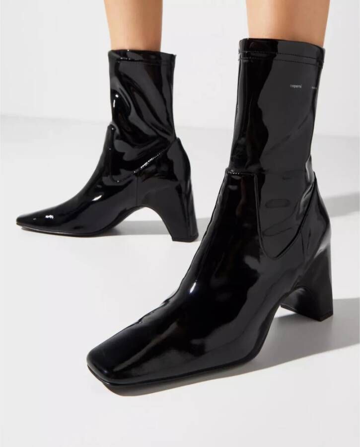 Coperni Zwarte lak enkellaarsjes met hak Black Dames