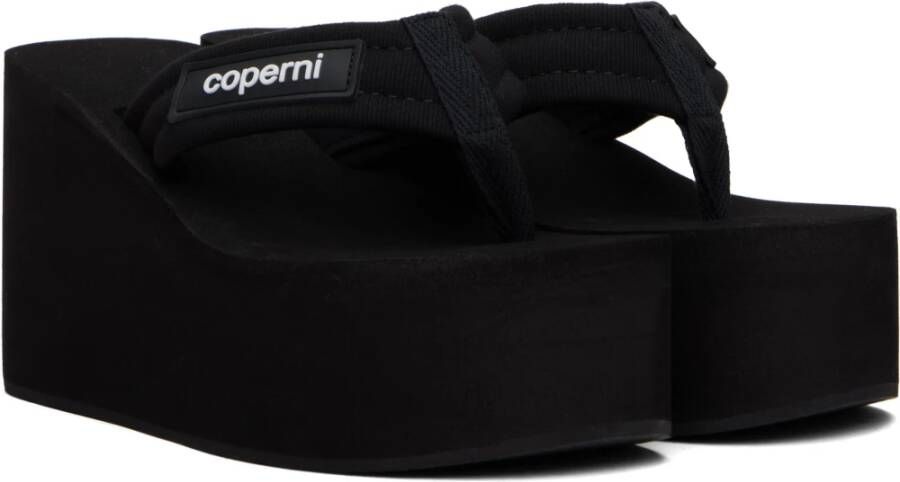 Coperni Zwarte Sleehak Sandalen met Logo Applicatie