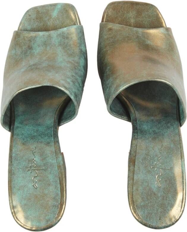 Cortana Brons Turquoise Leren Muiltjes