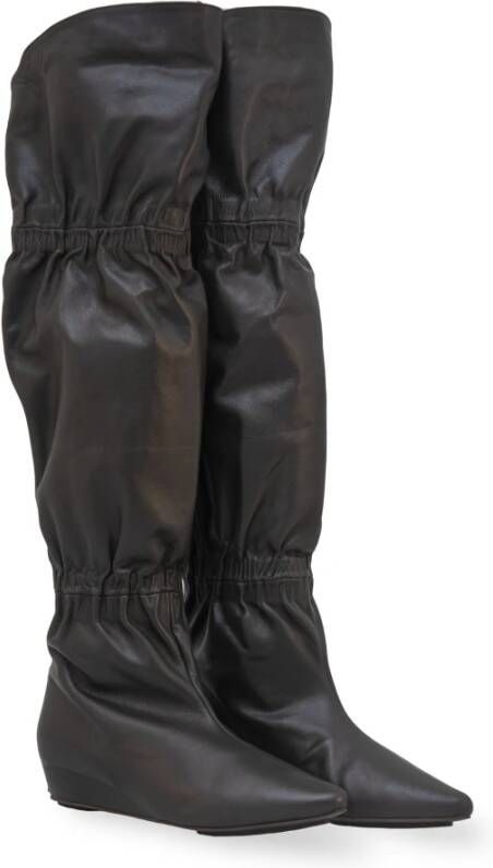 Cortana Over-de-knie leren laars met sleehak Green Dames