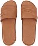 Cortana Platte leren sandaal met kurken platform Beige Dames - Thumbnail 4