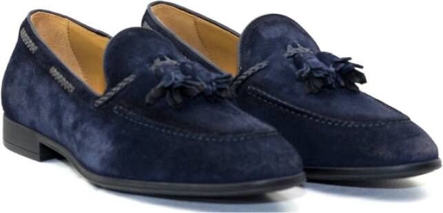 Corvari Italiaanse Suède Mocassin met Kwastje Blue Heren