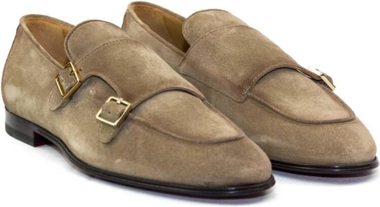 Corvari Suède Mocassin met Dubbele Gesp Beige Heren
