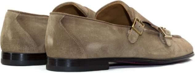 Corvari Suède Mocassin met Dubbele Gesp Beige Heren