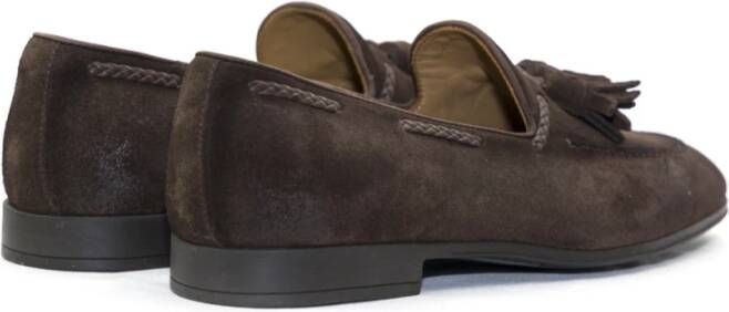 Corvari Suède Mocassin met Kwastje Made in Italy Brown Heren