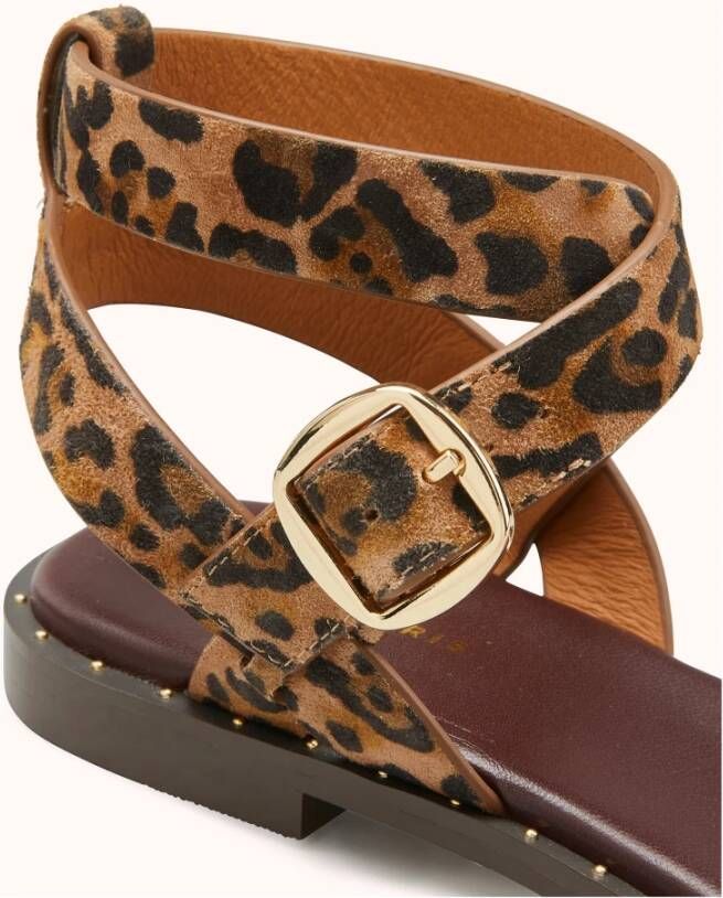 Cosmoparis Luipaardprint Platte Sandalen