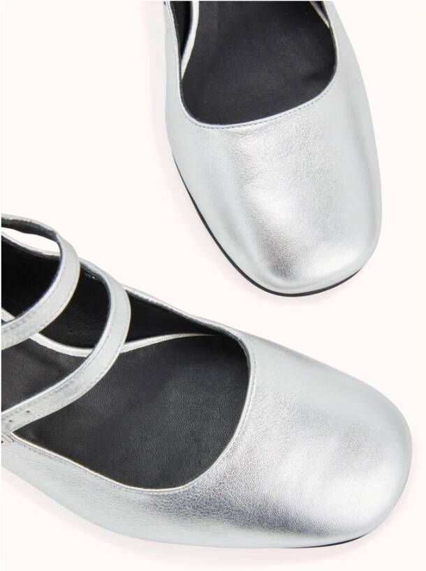 Cosmoparis Metallic Zilveren Leren Bandjes Hakken