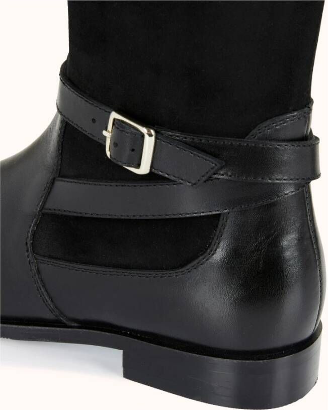 Cosmoparis Platte Leren en Stretch Velvet Laars