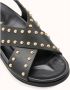 Cosmoparis Zwarte leren platte sandaal met gouden studs - Thumbnail 2