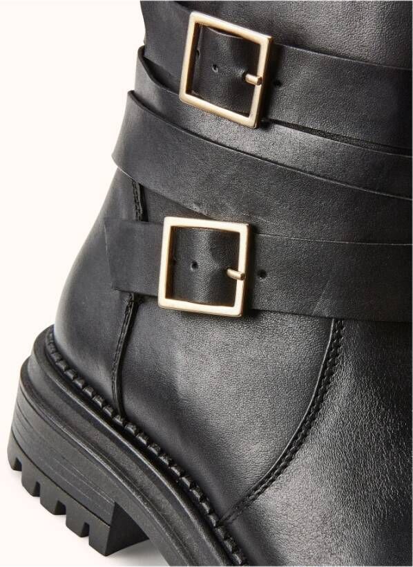 Cosmoparis Zwarte leren rangerboot met bandjes