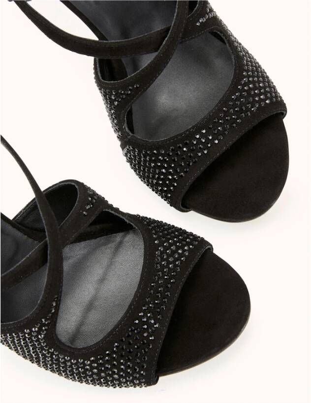 Cosmoparis Zwarte Strass Hoge Hak Sandalen