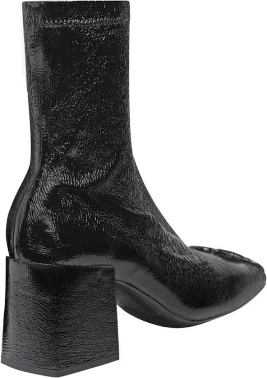 Courrèges Hoge hak leren enkellaars Black Dames