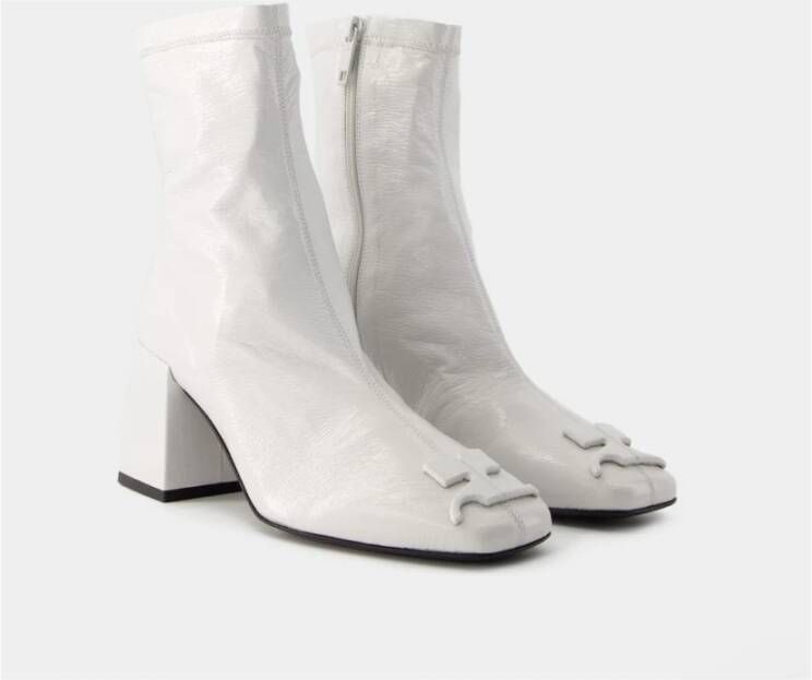 Courrèges Vintage Leren Enkellaarzen Vuil Wit Dames