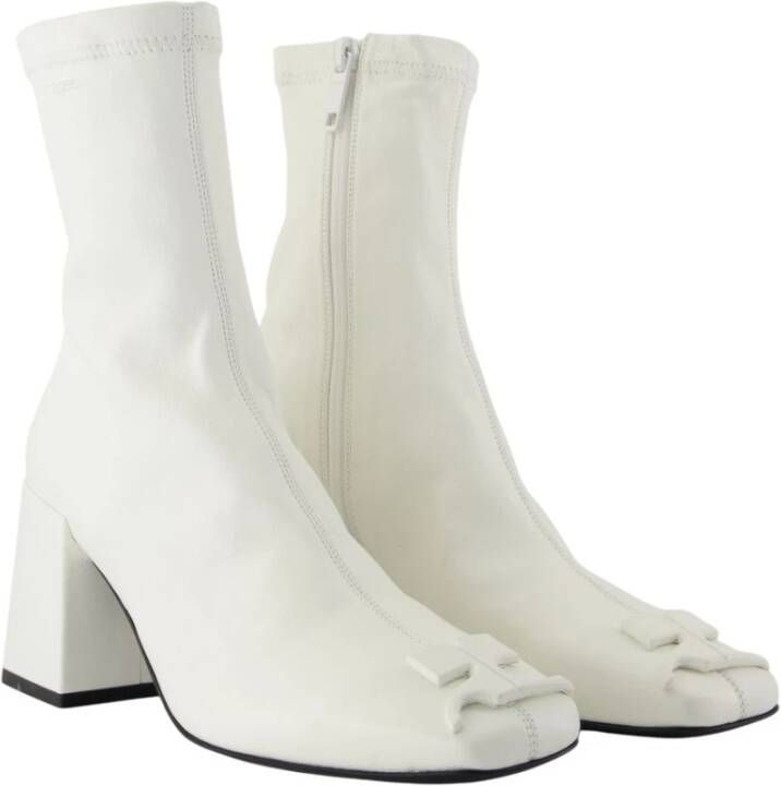 Courrèges Witte Leren Enkellaarzen Hakken