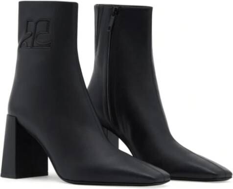 Courrèges Zwarte Leren Logo Laarzen Black Dames