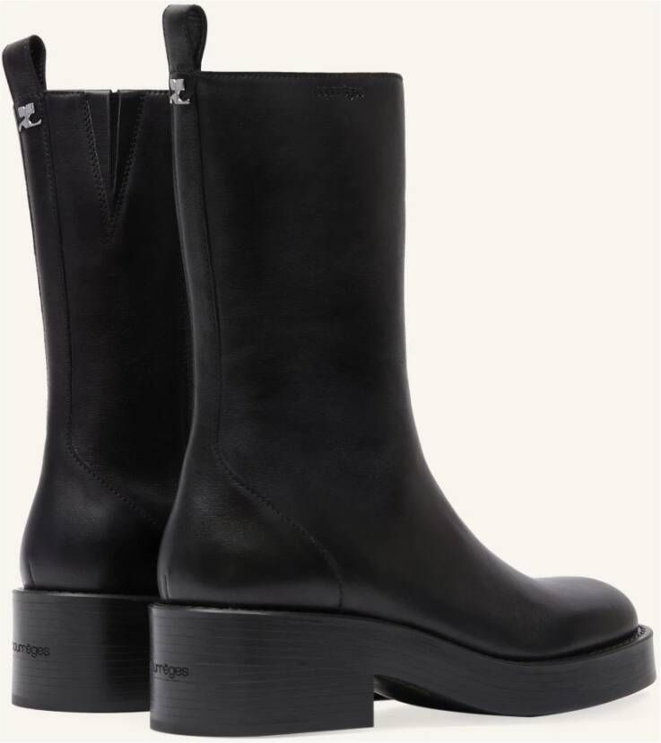 Courrèges Zwarte Riderlaarzen met Ronde Neus Black Dames